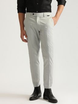 Antony Morato - Men Grey Solid Mid-Rise Slim Fit Flat-Front Trouser