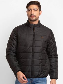 Spykar - Jet Black Polyester Full Sleeve Casual Jacket for Men