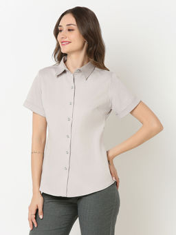 Not So Pink - Grey Solid Basic Regular Fit Half Sleeves Shirt
