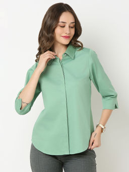 Not So Pink - Pista Green Three Fourth Sleeves Shirt
