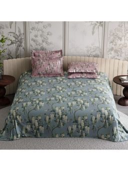 Stoa Paris - 300 Tc Sateen Wild Magnolia Printed Bedsheet with 4 Pillow Covers (King)