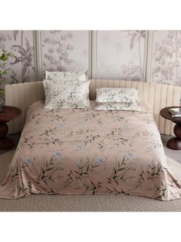 Stoa Paris - 300 Tc Sateen Nectar Bloom Printed Bedsheet with 4 Pillow Covers (King)