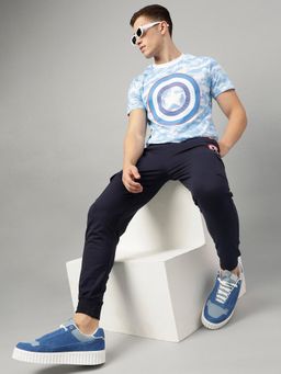 Free Authority - Captain America Printed Blue T-Shirt and Joggers For Men (Set of 2)