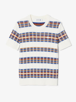 Lacoste - White Short Sleeved Rib Knit Sweater
