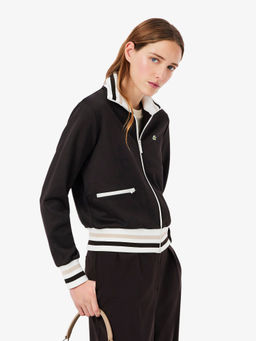 Lacoste - Brown Zipped Stripe Accent Sweatshirt