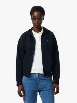 Lacoste - Navy Blue Zipped Pique Hoodie