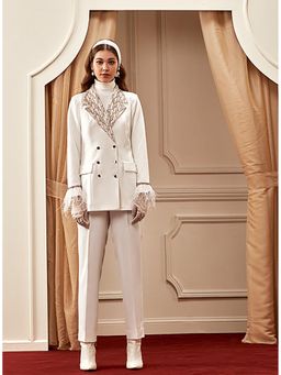 Label Deepika Nagpal - Ivory Embellished Blazer with Pant
