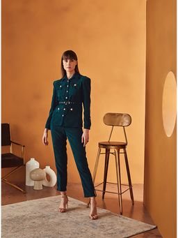 Label Deepika Nagpal - Teal Shirt and Pants Co-Ord's