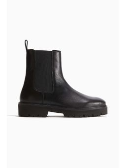 H&M - Women Black Leather Chelsea Boots