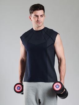 Grow - Revenge Cap Sleeves Round Neck Navy Blue T Shirt