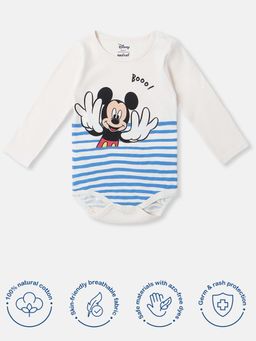 Nautinati - Infant Soft Cotton Striped & Mickey Printed Bodysuit