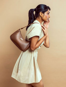 Strokes by Namrata Mehta - Mocha Elegance Baguette Handbag