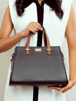 Strokes by Namrata Mehta - Charcoal Caramel Handbag
