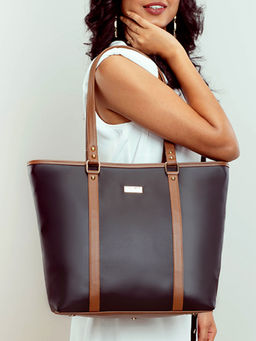 Strokes by Namrata Mehta - Charcoal Caramel Tote Bag