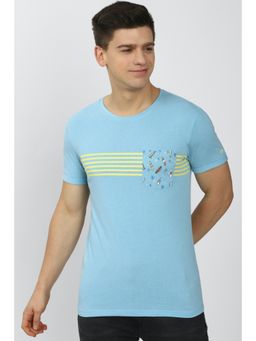 Peter England - Men Blue Crew Neck T-Shirt