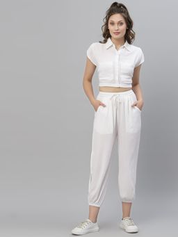 KASSUALLY - White Solid Co-Ord (Set of 2)