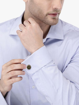 Yellow Chimes - Black And Gold-Toned Round Cufflinks