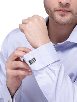 Yellow Chimes - Men Black Striped Square Cufflinks