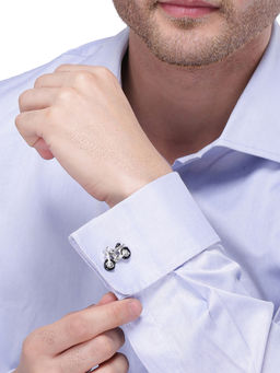 Yellow Chimes - Men Silver-Toned Bike Shaped Smart Cufflinks
