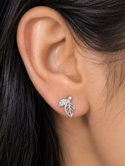 LuxeVogue - 925 Silver Delicate Leaf Stud Earrings