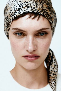 H&M - Women Beige Printed Silk Scarf