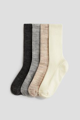 H&M - Boys 4-Pack Ribbed Wool-Blend Socks