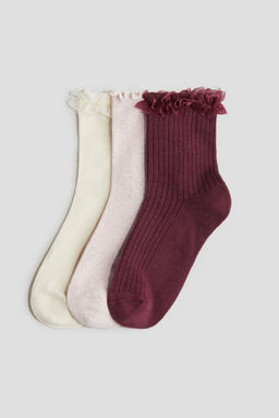 H&M - Girls 3-Pack Overlock-Detail Socks