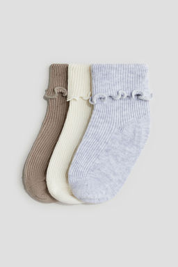 H&M - Girls 3-Pack Overlocked Fold Over Socks