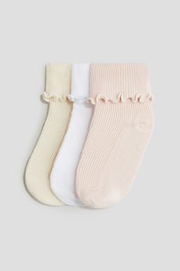H&M - Girls 3-Pack Overlocked Fold Over Socks