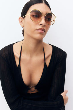 H&M - Women Beige Round Sunglasses