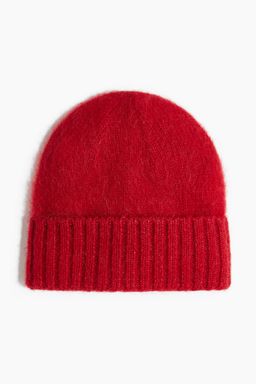 H&M - Men Red Fuzzy Wool-Blend Beanie