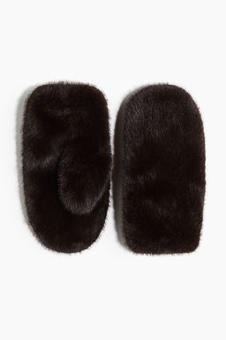 H&M - Women Brown Fluffy Mittens
