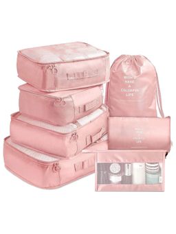 House of Quirk - Clothes Packing Organizer Luggage Storage Organizer Pink (Pack of 7)