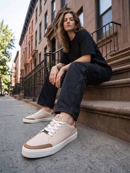 Off Limits - Skyline For Her Cream Lace-Up Sneakers