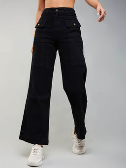 Miss Chase - Womens Black High Rise Clean Look Regular Stretchable Denim Jeans