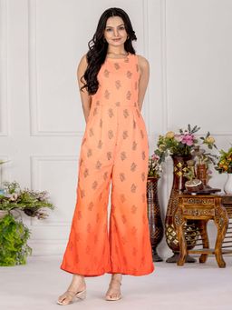 WEAVLLITE - Orange Ombre Cotton Printed Jumpsuit