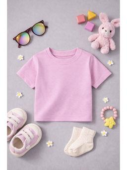 The Fit Theory - Boys Lavender Short Sleeves Solid Round Neck T-Shirt