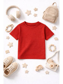 The Fit Theory - Boys Rust Short Sleeves Solid Round Neck T-Shirt