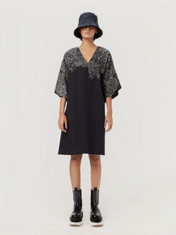 Genes Lecoanet Hemant - Women's Black Printed Knee Length Dress