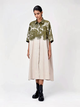 Genes Lecoanet Hemant - Women's Beige Printed Midi Length Dress