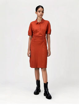 Genes Lecoanet Hemant - Women's Orange Solid Knee Length Dress