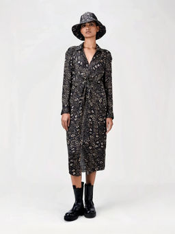 Genes Lecoanet Hemant - Women's Black Printed Midi Length Dress