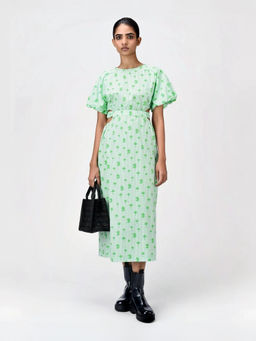Genes Lecoanet Hemant - Women's Green Printed Midi Length Dress