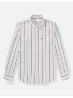 Allen Solly - American Eagle Men White Striped Oxford Button-Up Shirt