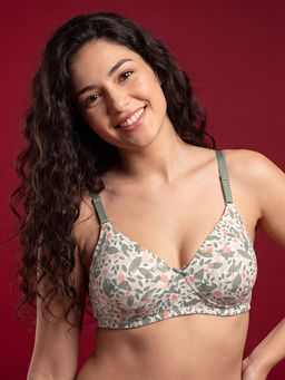 Clovia - Padded Non-Wired Full Figure Printed Multiway T-Shirt Bra In Green