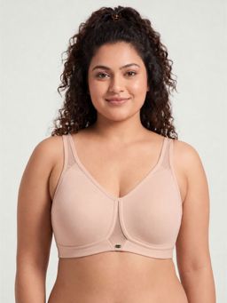 SOIE - Women Non Padded Non wired Full Coverage Cups Minimiser T-Shirt Bra - Peach