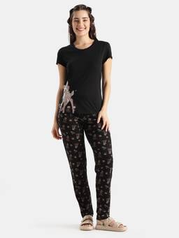 Jockey - D202 Women Disney Bambi TENCEL Micro Modal Cotton T-Shirt and Pyjama -Black