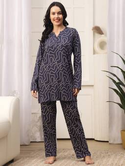 Kanvin - Womens Nightsuit Navy Blue