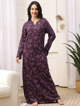 Kanvin - Womens Long Nighty Purple