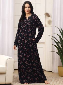 Kanvin - Womens Long Nighty Black